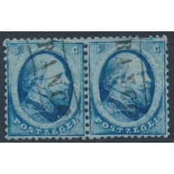 NETHERLANDS - 1864 5c blue King Willem III (Haarlem printing), pair, used – NVPH # 4BII