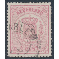NETHERLANDS - 1869 1½c rose Coat of Arms, perf. 13¼:13¼ (small holes), used – NVPH # 16B
