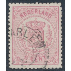 NETHERLANDS - 1869 1½c rose Coat of Arms, perf. 13¼:13¼ (small holes), used – NVPH # 16B