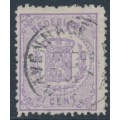 NETHERLANDS - 1870 2½c violet Coat of Arms, perf. 13¼:13¼ (large holes), used – NVPH # 18D