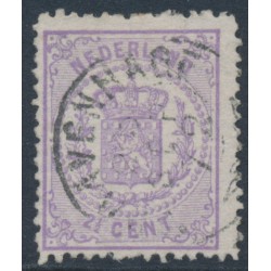 NETHERLANDS - 1870 2½c violet Coat of Arms, perf. 13¼:13¼ (large holes), used – NVPH # 18D
