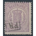 NETHERLANDS - 1870 2½c purple Coat of Arms, perf. 13¼:13¼ (large holes), used – NVPH # 18Da