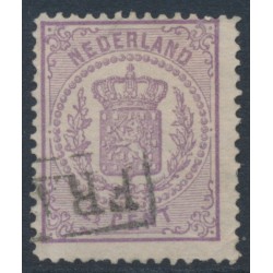 NETHERLANDS - 1870 2½c purple Coat of Arms, perf. 13¼:13¼ (large holes), used – NVPH # 18Da
