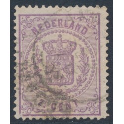 NETHERLANDS - 1870 2½c purple Coat of Arms, perf. 13¼:13¼ (large holes), used – NVPH # 18Da
