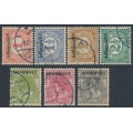 NETHERLANDS - 1913 1c to 10c ARMENWET overprints in black set of 7, used – NVPH # D1-D7