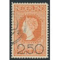 NETHERLANDS - 1920 2.50G on 10G red-orange Queen Wilhelmina, used – NVPH # 105