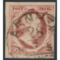 NETHERLANDS - 1852 10c carmine King Willem III, plate I, used – NVPH # 2b