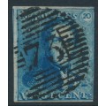 BELGIUM - 1849 20c blue King Leopold I, boxed watermark, used – Michel # 2a