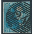 BELGIUM - 1849 20c blue King Leopold I, boxed watermark, used – Michel # 2a