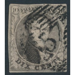 BELGIUM - 1854 10c brown King Leopold I in medallion, horizontally laid paper, used – Michel # 3Bz