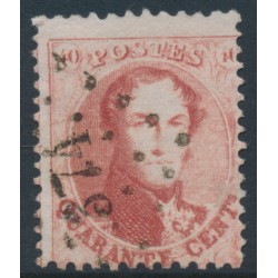 BELGIUM - 1863 40c red King Leopold I in medallion, perf. 12½:13½, used – Michel # 13B