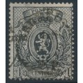 BELGIUM - 1867 1c grey-black Coat of Arms, perf. 15:15, used – Michel # 20Cb