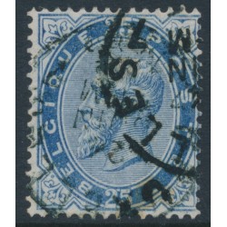 BELGIUM - 1883 25c blue King Leopold II, used – Michel # 37