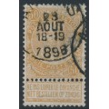 BELGIUM - 1893 50c yellow-brown King Leopold II with tab, used – Michel # 57