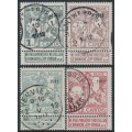 BELGIUM - 1911 TB Fund (lined background) set of 4, o/p "1911", used – Michel # 81II-84II