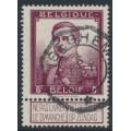 BELGIUM - 1912 5Fr purple-brown King Albert I with tab, used – Michel # 99