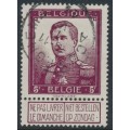 BELGIUM - 1912 5Fr purple-brown King Albert I with tab, used – Michel # 99
