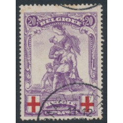 BELGIUM - 1914 20c+20c violet/red Red Cross issue, used – Michel # 106