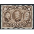 BELGIUM - 1915 10Fr brown Three Kings, perf. 14:14, used – Michel # 128A