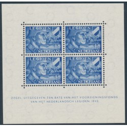 NETHERLANDS - 1942 12½c + 87½c blue Dutch Legion sheetlet of 4, MNH – NVPH # 403B