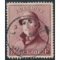 BELGIUM - 1919 10Fr brown-purple King Albert I with helmet, used – Michel # 158