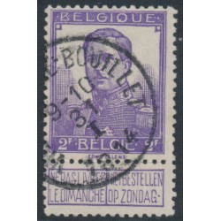 BELGIUM - 1912 2Fr violet King Albert I with tab, used – Michel # 98