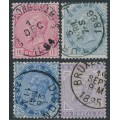 BELGIUM - 1883 10c to 50c King Leopold II set of 4, used – Michel # 35-38