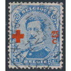 BELGIUM - 1918 25c+25c blue King Albert I Red Cross overprint, used – Michel # 135