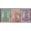 BELGIUM - 1914 Red Cross set of 3, used – Michel # 104-106