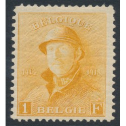 BELGIUM - 1919 1Fr orange King Albert I with helmet, MH – Michel # 155