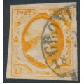 NETHERLANDS - 1852 15c yellow-orange King Willem III, used – NVPH # 3d