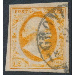 NETHERLANDS - 1852 15c yellow-orange King Willem III, used – NVPH # 3d