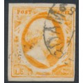 NETHERLANDS - 1852 15c orange King Willem III, used – NVPH # 3c