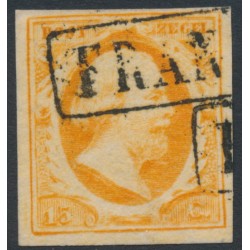 NETHERLANDS - 1852 15c yellow-orange King Willem III, used – NVPH # 3d