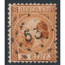 NETHERLANDS - 1867 15c brown King Willem III, type I, perf. 12¾:11¾, used – NVPH # 9IA