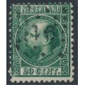 NETHERLANDS - 1867 20c green King Willem III, type I, perf. 12¾:11¾, used – NVPH # 10IA