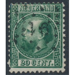 NETHERLANDS - 1867 20c green King Willem III, type I, perf. 12¾:11¾, used – NVPH # 10IA