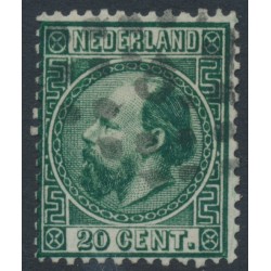 NETHERLANDS - 1867 20c green King Willem III, type II, perf. 13½:13½, used – NVPH # 10IIC