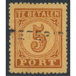 NETHERLANDS - 1874 5c brown on orange Postage Due (type II), perf. 13¼, used – NVPH # P1AB