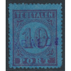 NETHERLANDS - 1870 10c carmine on blue Postage Due, perf. 13¾, used – NVPH # P2A