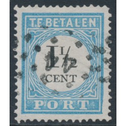NETHERLANDS - 1881 1½c blue/black Postage Due, perf. 13½:13¼, type III, used – NVPH # P4IIIA