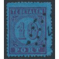 NETHERLANDS - 1870 10c carmine on blue Postage Due, perf. 13¾, used – NVPH # P2A