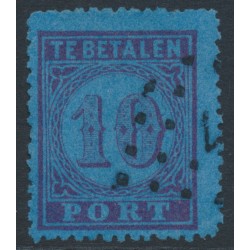 NETHERLANDS - 1870 10c carmine on blue Postage Due, perf. 13¾, used – NVPH # P2A