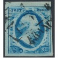 NETHERLANDS - 1852 5c blue King Willem III, imperforate, plate III, used – NVPH # 1j