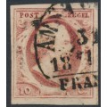NETHERLANDS - 1852 10c brown-red King Willem III, imperforate, plate VI, used – NVPH # 2l