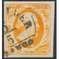 NETHERLANDS - 1852 15c deep orange King Willem III, used – NVPH # 3b