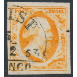 NETHERLANDS - 1852 15c deep orange King Willem III, used – NVPH # 3b