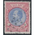 NETHERLANDS - 1872 2.50G red/ultramarine King Willem III, used – NVPH # 29