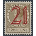 NETHERLANDS - 1929 21c on 22½c olive-brown Queen Wilhelmina, MH – NVPH # 224