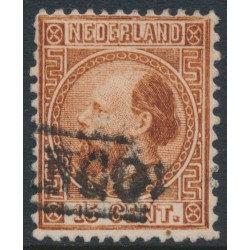 NETHERLANDS - 1867 15c brown King Willem III, type I, perf. 12¾:11¾, used – NVPH # 9IA